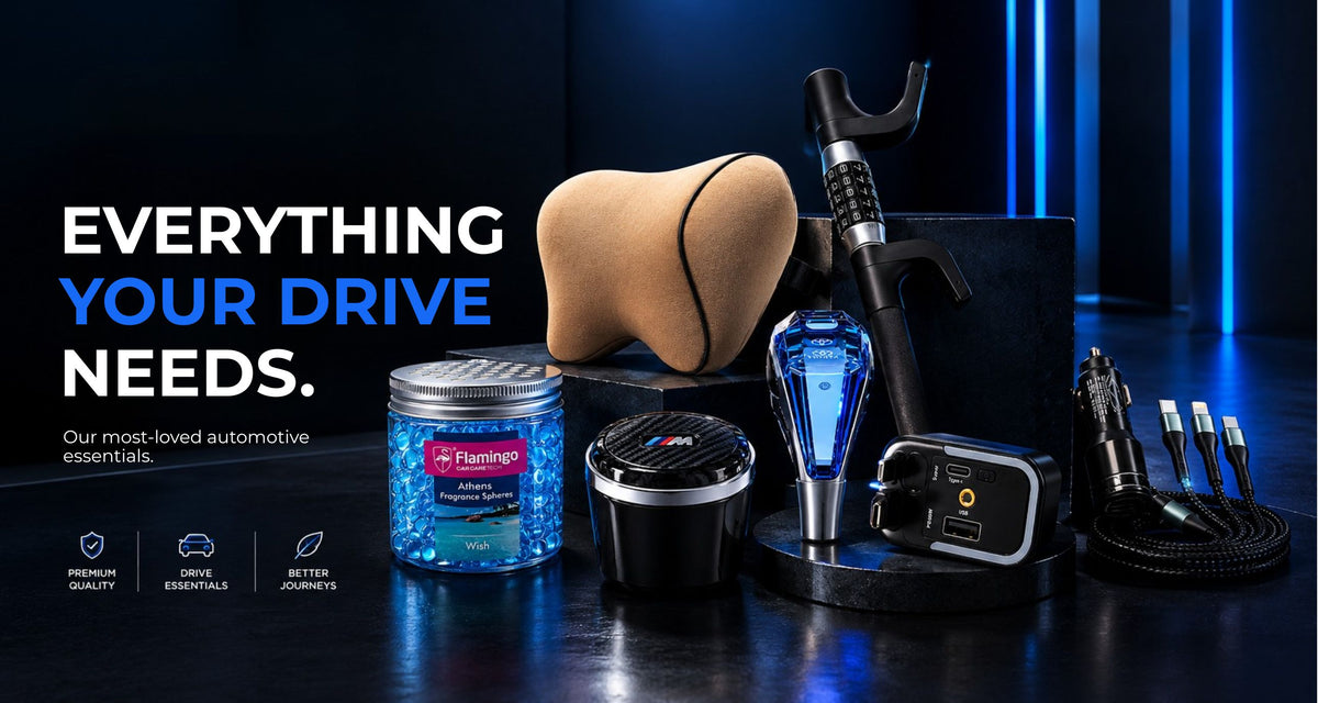 Black sedan at night with AvenTorque car-care products