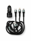 RunHang 100W Smart Car Charger | QC 5.0 Fast Charging | 3-in-1 USB Car Charger for Android & iPhone
