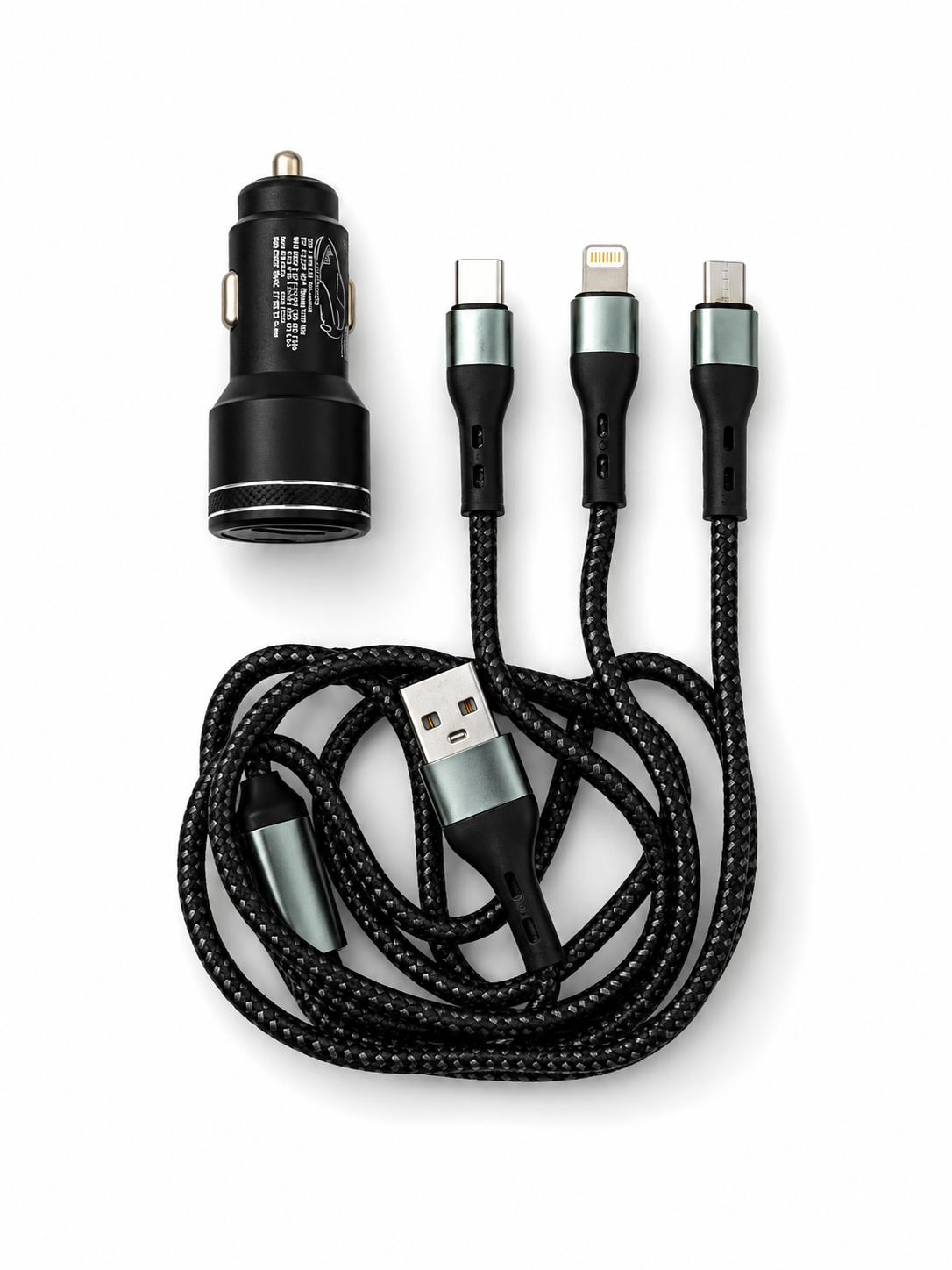 RunHang 100W Smart Car Charger | QC 5.0 Fast Charging | 3-in-1 USB Car Charger for Android & iPhone